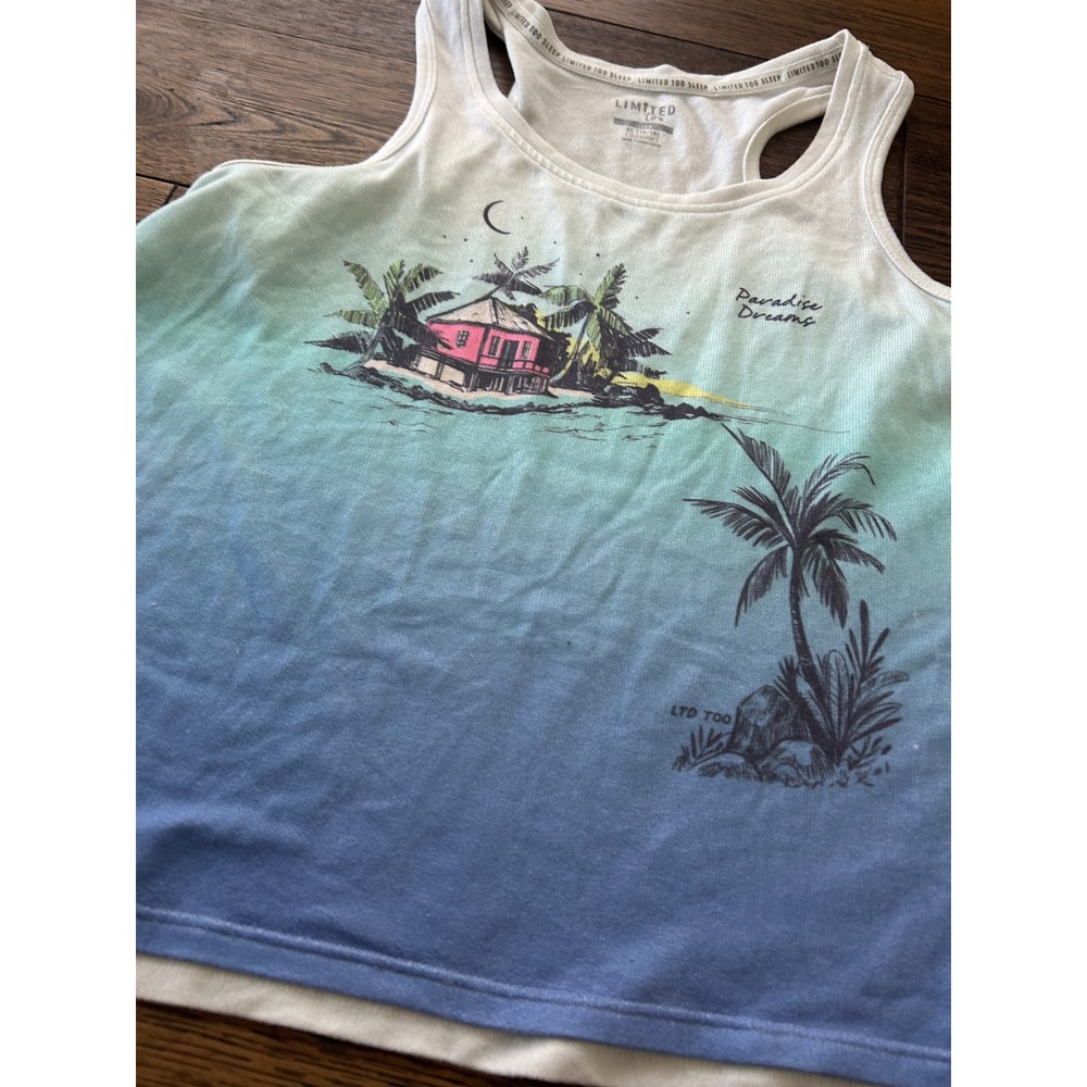 Limited Too Girls Blue Ombre Paradise Dreams Pajama Set Tank and Shorts XL 16/18 - Picture 3 of 6